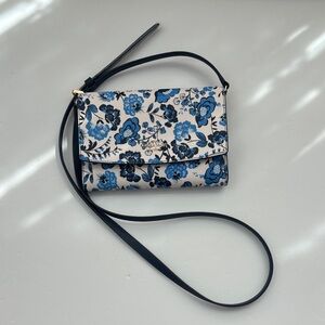 Kate Spade New York Madison Vase Blue Floral Print Slim Crossbody wallet purse